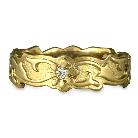 Borderless Persephone Wedding Ring with Gems in 18K Yellow Gold