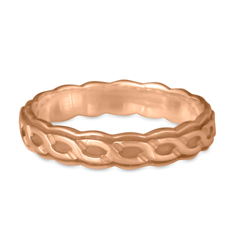 Borderless Rope Wedding Ring Edge in 18K Rose Gold