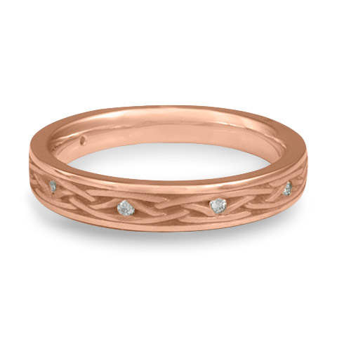 Celtic Arches Wedding Ring with Gems in 14K Rose Gold