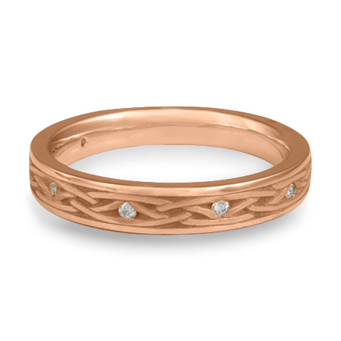 Celtic Arches Wedding Ring with Gems in 18K Rose Gold