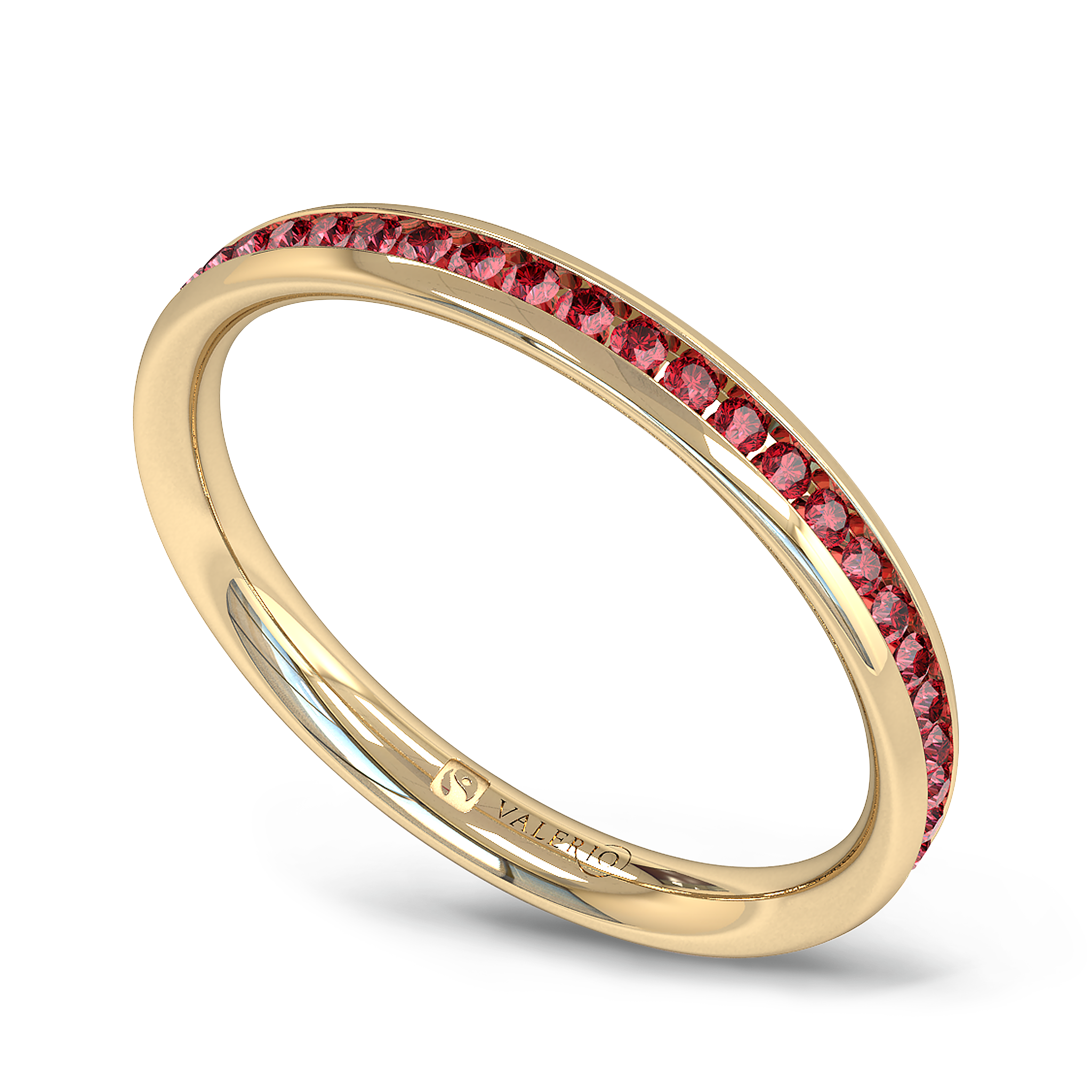 Channel Set Ruby Fairtrade Gold Eternity Ring in 18K Yellow Fairtrade Gold