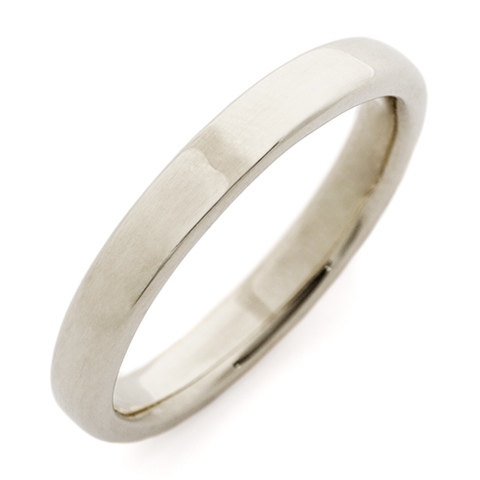 Classic Domed Comfort Fit Wedding Ring 3mm in 18K White Gold
