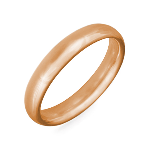Classic Domed Comfort Fit Wedding Ring 4mm in 18K Rose Gold