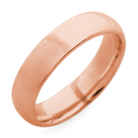 Classic Domed Comfort Fit Wedding Ring 5mm in 14K Rose Gold