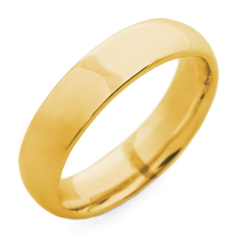 Classic Domed Comfort Fit Wedding Ring 5mm in 14K Yellow Gold