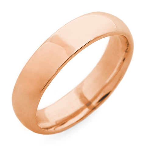 Classic Domed Comfort Fit Wedding Ring 5mm in 18K Rose Gold