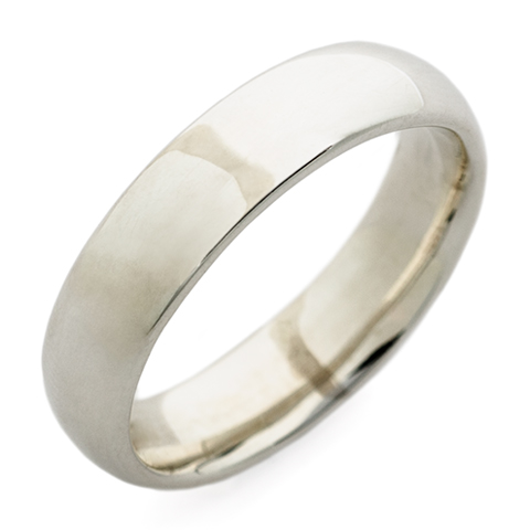 Classic Domed Comfort Fit Wedding Ring 5mm in 18K White Gold