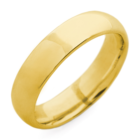 Classic Domed Comfort Fit Wedding Ring 5mm in 18K Yellow Gold