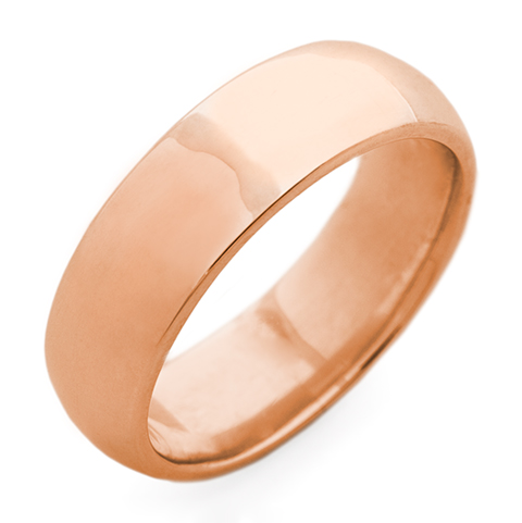 Classic Domed Comfort Fit Wedding Ring 6mm in 18K Rose Gold