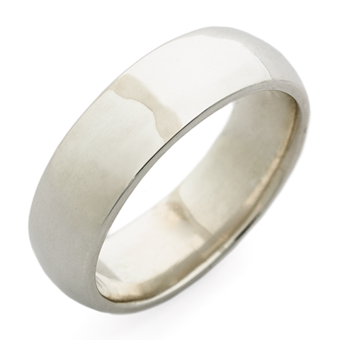Classic Domed Comfort Fit Wedding Ring 6mm in 18K White Gold