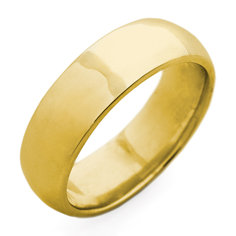 Classic Domed Comfort Fit Wedding Ring 6mm in 18K Yellow Gold