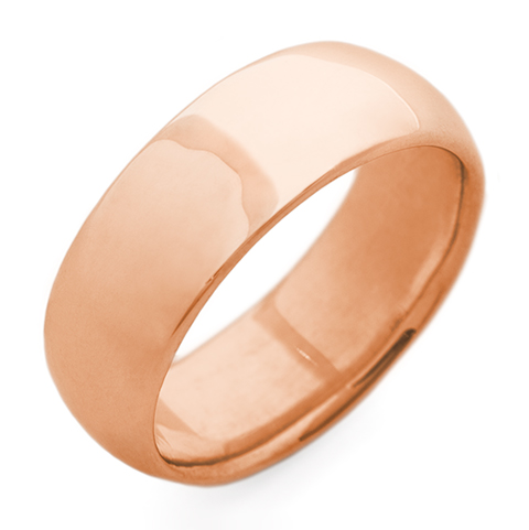 Classic Domed Comfort Fit Wedding Ring 7mm in 18K Rose Gold