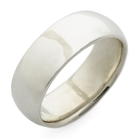 Classic Domed Comfort Fit Wedding Ring 7mm in 18K White Gold