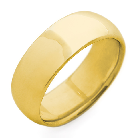 Classic Domed Comfort Fit Wedding Ring 7mm in 18K Yellow Gold
