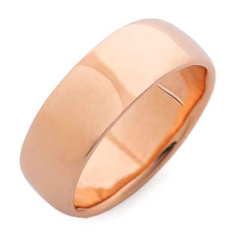Classic Domed Comfort Fit Wedding Ring 8mm in 18K Rose Gold