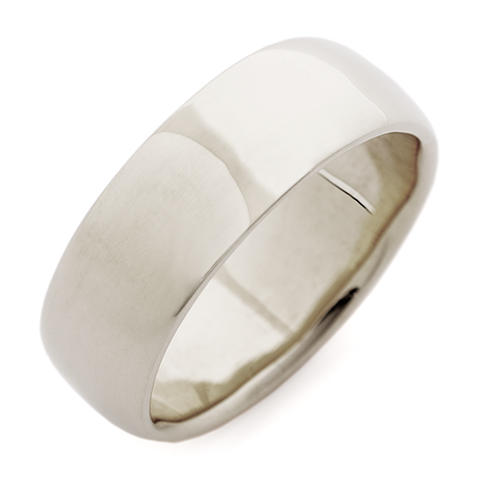 Classic Domed Comfort Fit Wedding Ring 8mm in 18K White Gold