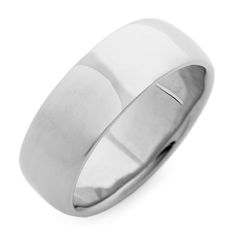 Classic Domed Comfort Fit Wedding Ring 8mm in Platinum