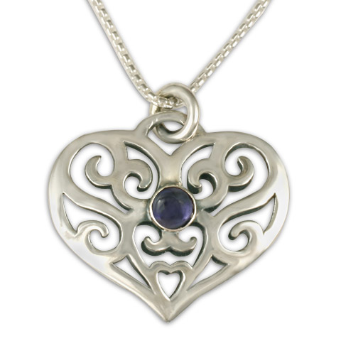 Collette's Heart Pendant with Gem in Iolite