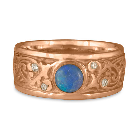 Continuous Garden Gate Wedding Ring with Opal in 18K Rose Gold