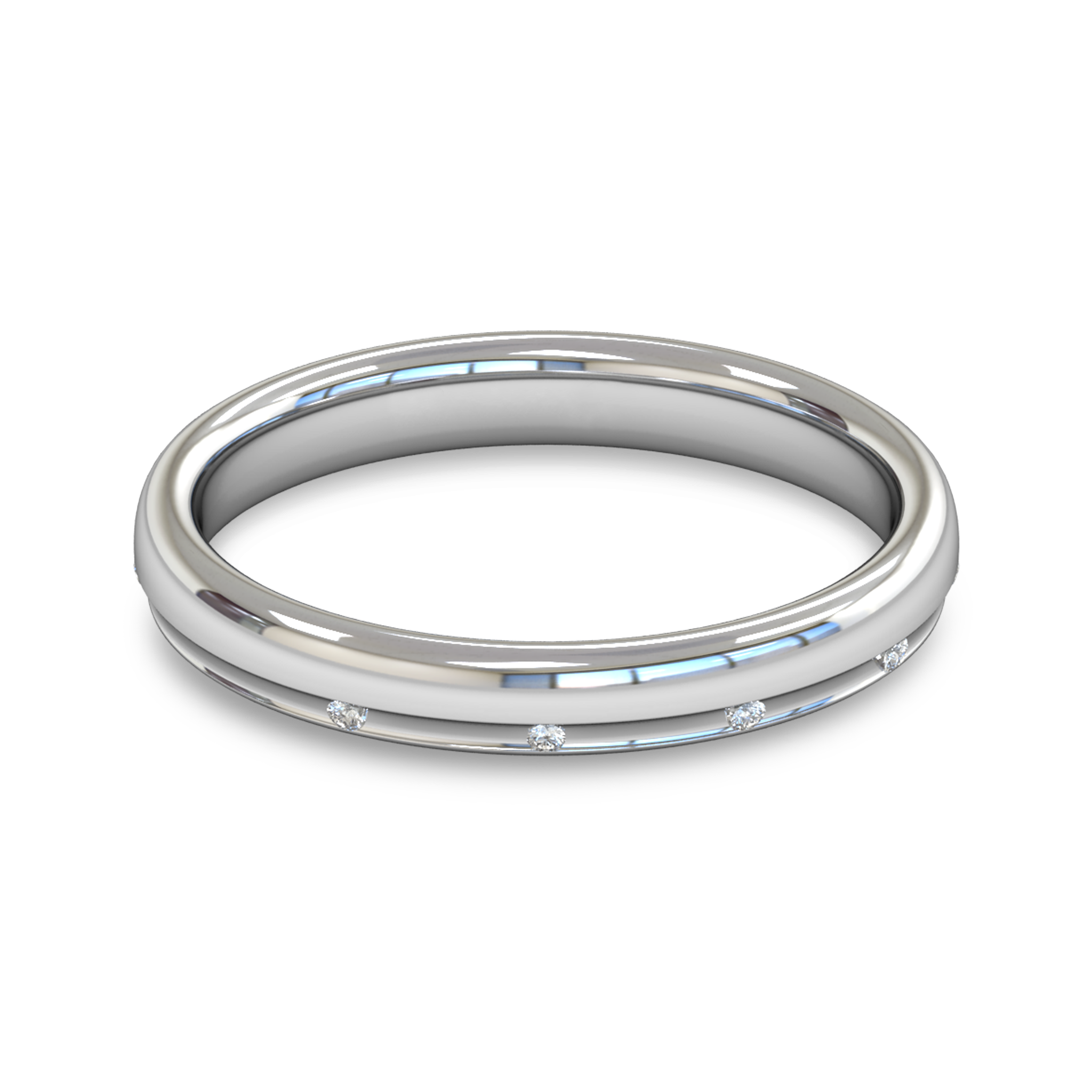 Court Wedding Ring with Diamonds in 18K White Fairtrade Gold