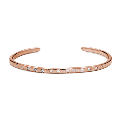 Cuff Bangle Bracelet with Lab Grown Diamonds in 14K Rose Gold
