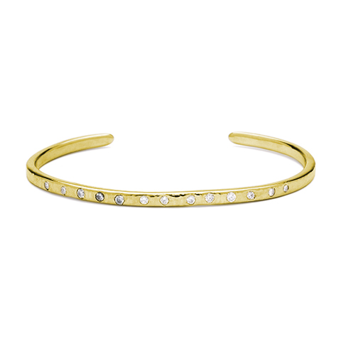 Cuff Bangle Bracelet with Lab Grown Diamonds in 14K Yellow Gold