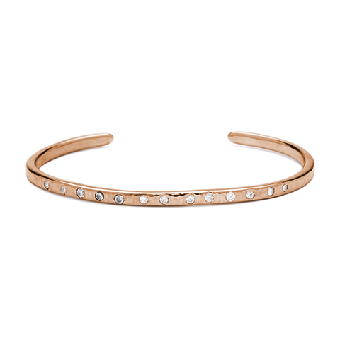 Cuff Bangle Bracelet with Lab Grown Diamonds in 18K Rose Gold