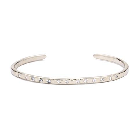 Cuff Bangle Bracelet with Lab Grown Diamonds in 18K White Gold
