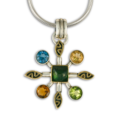 Danu's Star Pendant with Gold Bezels in Summer