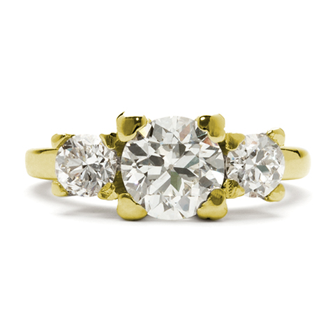 Deco Engagement Ring in 14K Yellow Gold