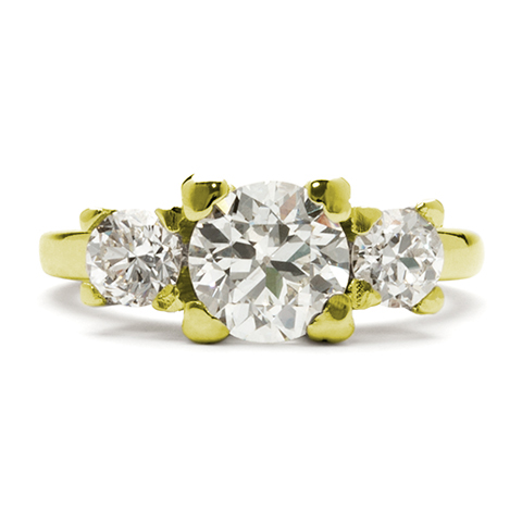 Deco Engagement Ring in 18K Yellow Gold