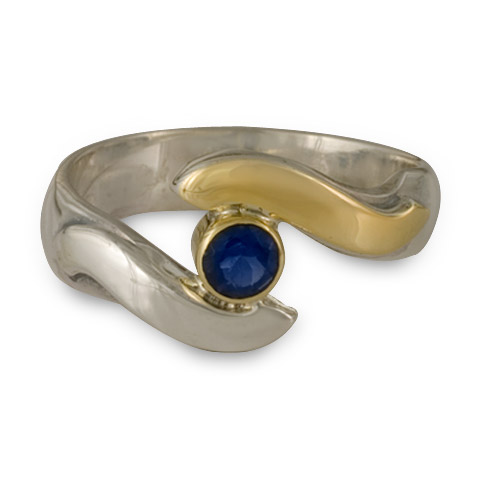 Donegal Eye Engagement Ring in 14K Yellow Design/Sterling Base With Sapphire