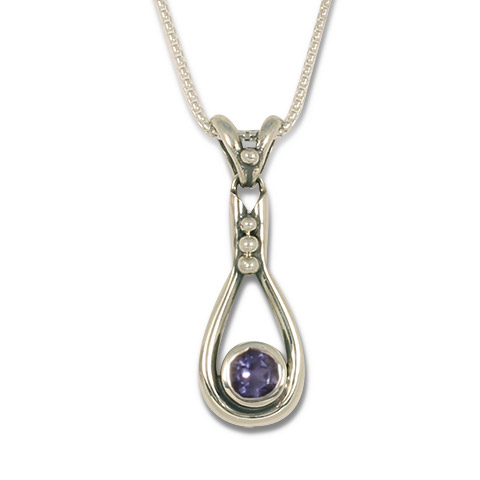 Droplet Pendant with Gem in Iolite