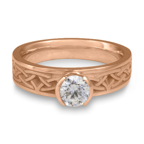 Extra Narrow Celtic Bordered Arches Engagement Ring in 18K Rose Gold