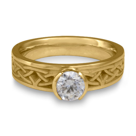 Extra Narrow Celtic Bordered Arches Engagement Ring in 18K Yellow Gold