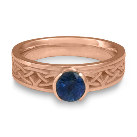 Extra Narrow Celtic Bordered Arches Engagement Ring in 14K Rose Gold with Sapphire