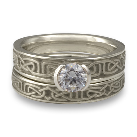 Extra Narrow Labyrinth Bridal Ring Set in Platinum