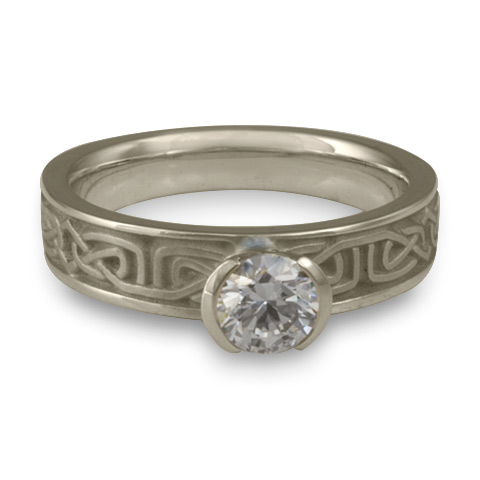 Extra Narrow Labyrinth Engagement Ring in 14K White Gold With Diamond