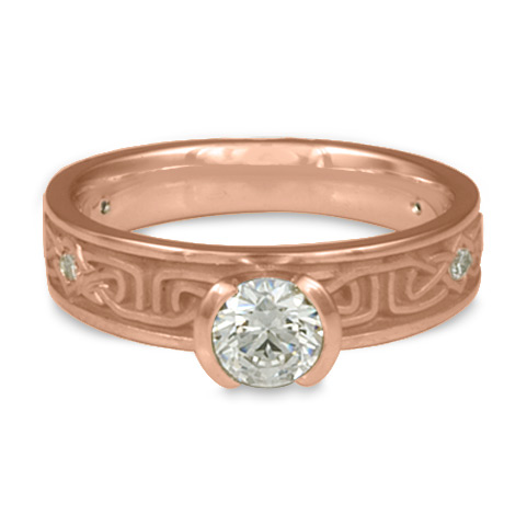Extra Narrow Labyrinth Engagement Ring with Gems in 14K Rose Gold