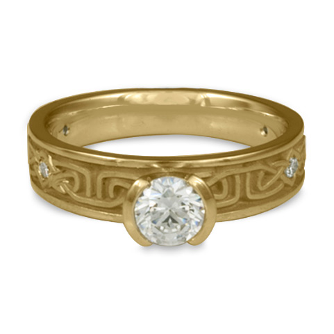 Extra Narrow Labyrinth Engagement Ring with Gems in 14K Yellow Gold