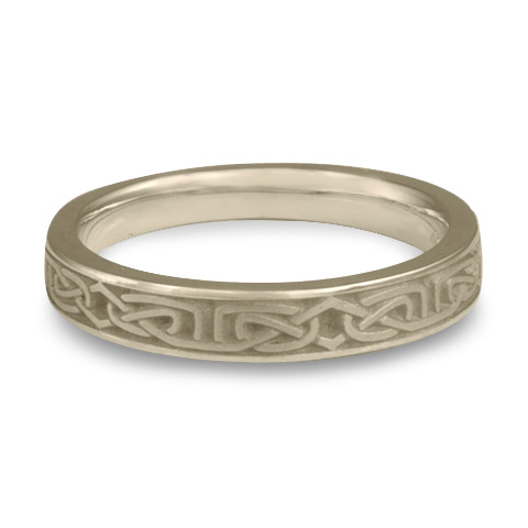 Extra Narrow Labyrinth Wedding Ring With Borders in 14K White Gold