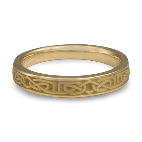 Extra Narrow Labyrinth Wedding Ring With Borders in 14K Yellow Gold