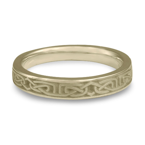 Extra Narrow Labyrinth Wedding Ring With Borders in 18K White Gold