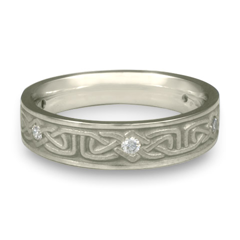 Extra Narrow Labyrinth Wedding Ring with Gems in Platinum