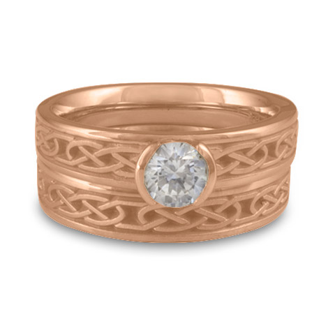 Extra Narrow Love Knot Bridal Ring Set in 18K Rose Gold