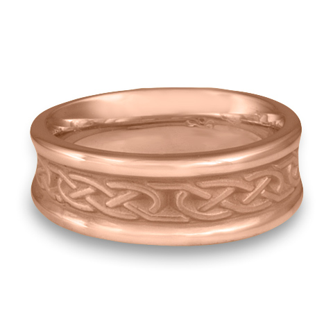 Extra Narrow Self Bordered Love Knot Wedding Ring in 14K Rose Gold