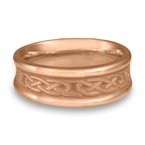 Extra Narrow Self Bordered Love Knot Wedding Ring in 18K Rose Gold