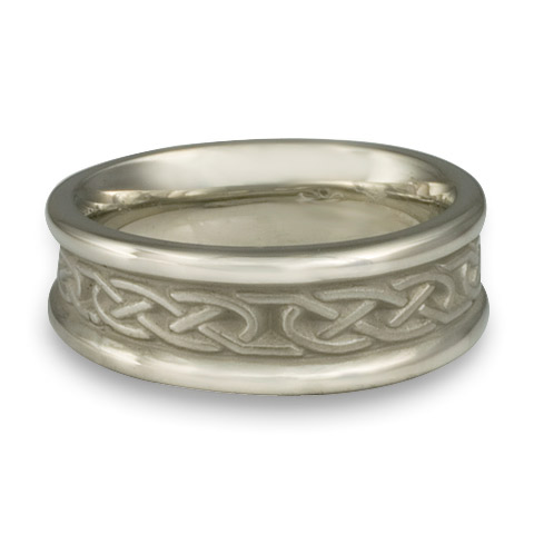 Extra Narrow Self Bordered Love Knot Wedding Ring in Platinum