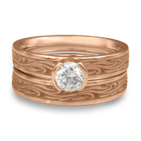 Extra Narrow Starry Night Bridal Ring Set in 18K Rose Gold