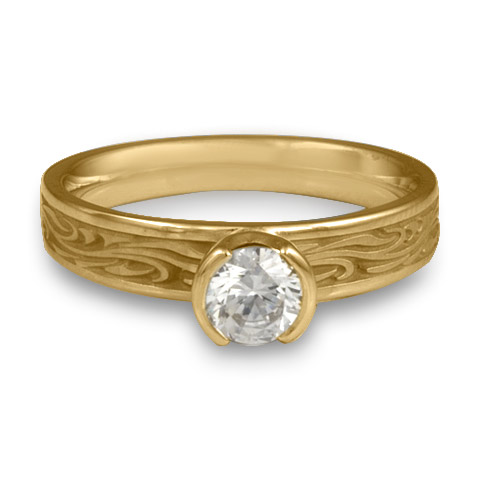 Extra Narrow Starry Night Engagement Ring in 14K Yellow Gold